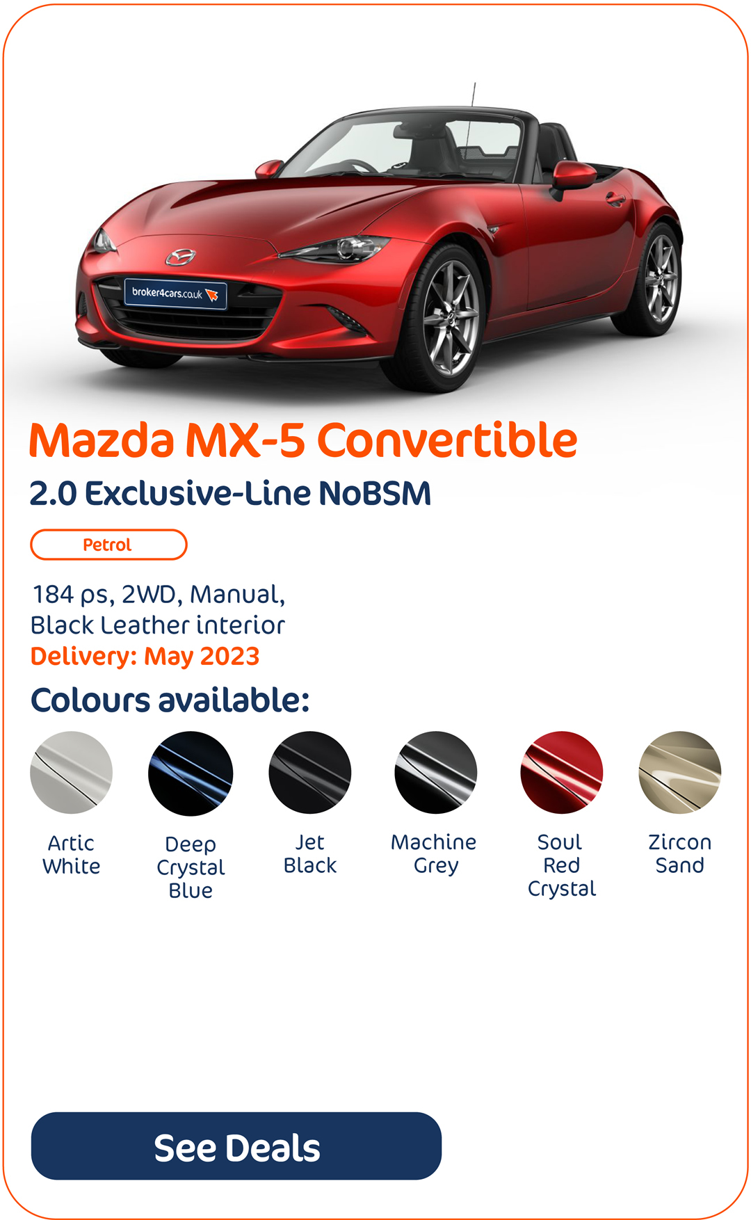 Mazda MX-5 Convertible 2.0 Exclusive-Line NoBSM - Click to Enquire